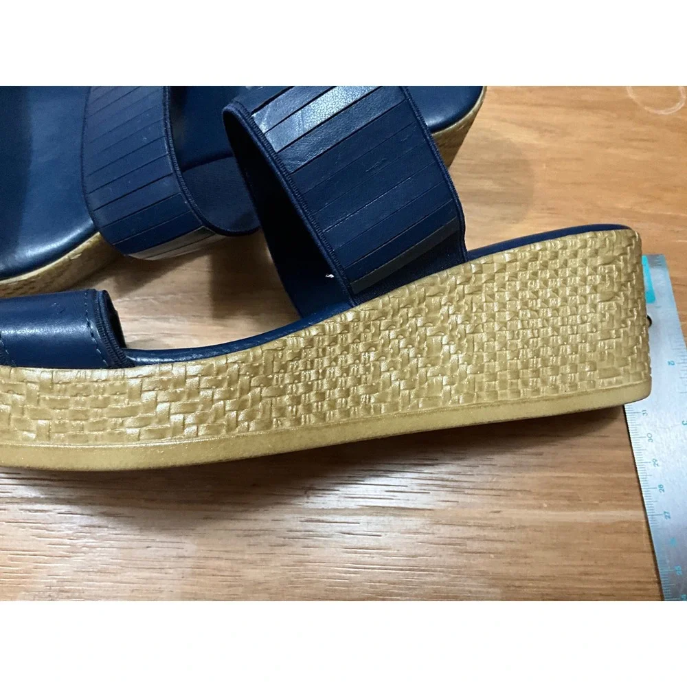 As is Tuscany by Easy Street Navy Blue Wedge Sandals Made in Italy Women 11W